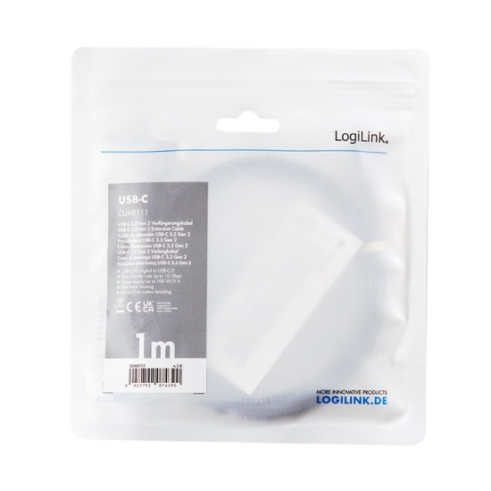 Kabel USB3.2 gen2 TypeC do USB-C/F, PD, 1m 