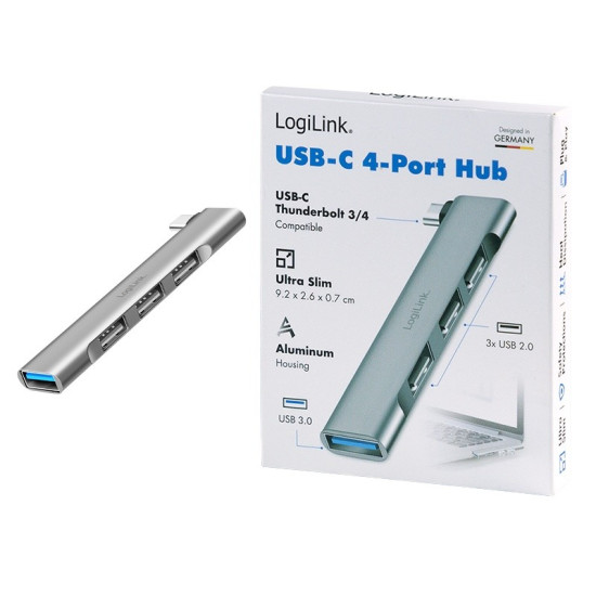 Smukły HUB USB-C do 1x USB-A 3.0 3xUSB-A 2.0 