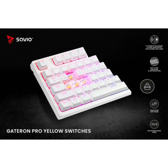 Klawiatura mechaniczna bezprzewodowa PHENIX WHITE Gateron Red Pro, ABS