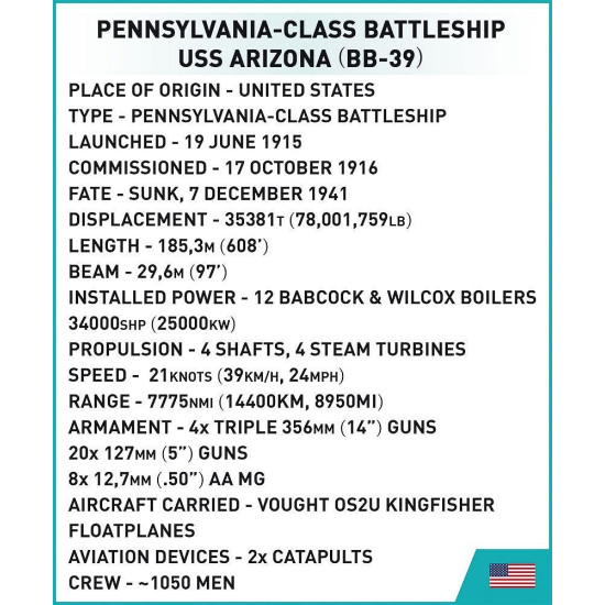 Klocki USS Arizona BB-39 2046 klocków