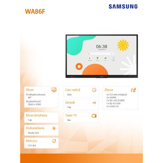 Monitor interaktywny 86 cali WA86F LH86WAFWLGCXEN 