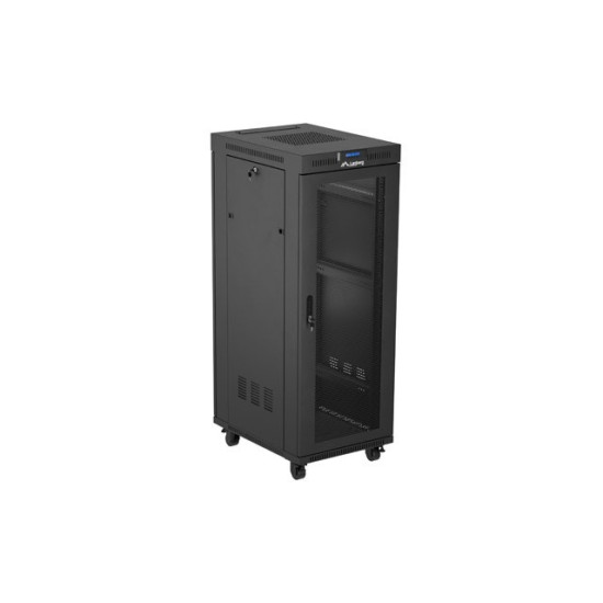Szafa instalacyjna rack stojąca 19 cali 32U 600x800 drzwi perforowane LCD czarna (Flat pack)