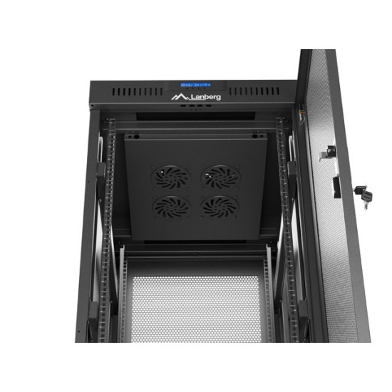 Szafa instalacyjna rack stojąca 19 cali 32U 600x800 drzwi perforowane LCD czarna (Flat pack)