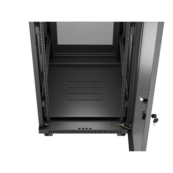 Szafa instalacyjna rack stojąca 19 cali 32U 600x800 drzwi perforowane LCD czarna (Flat pack)