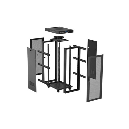 Szafa instalacyjna rack stojąca 19 cali 32U 600x800 drzwi perforowane LCD czarna (Flat pack)