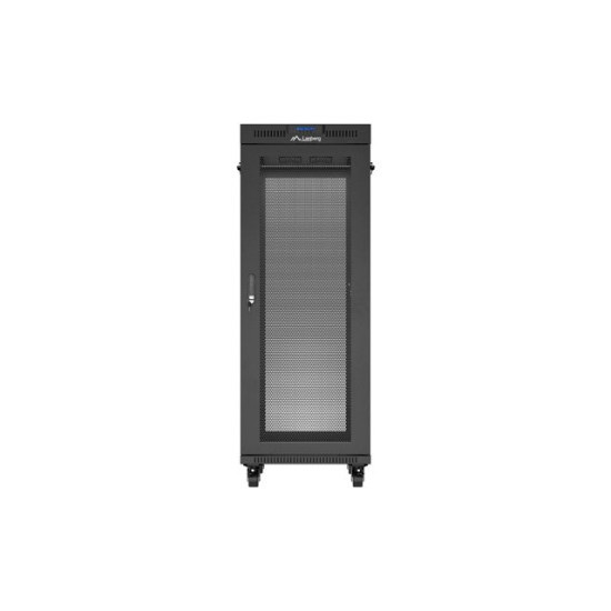Szafa instalacyjna rack stojąca 19 cali 32U 600x1000 drzwi perforowane LCD czarna (Flat pack)