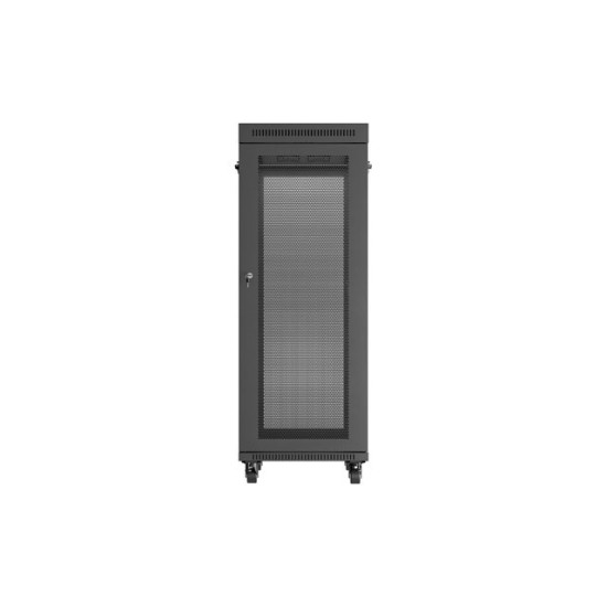 Szafa instalacyjna rack stojąca 19 cali 32U 600x1000 drzwi perforowane LCD czarna (Flat pack)
