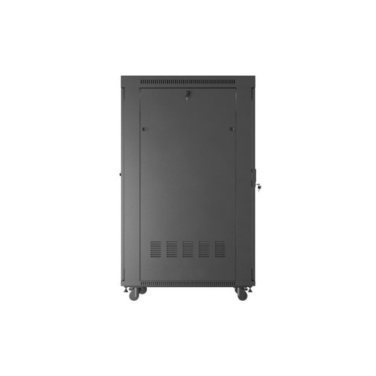 Szafa instalacyjna rack stojąca 19 cali 32U 600x1000 drzwi przeszklone LCD czarna (Flat pack)