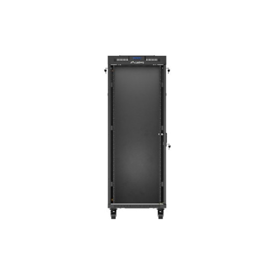 Szafa instalacyjna rack stojąca 19 cali 32U 600x1000 drzwi przeszklone LCD czarna (Flat pack)