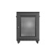 Szafa instalacyjna rack stojąca 19 cali 15U 600x600 drzwi perforowane czarna (Flat pack)