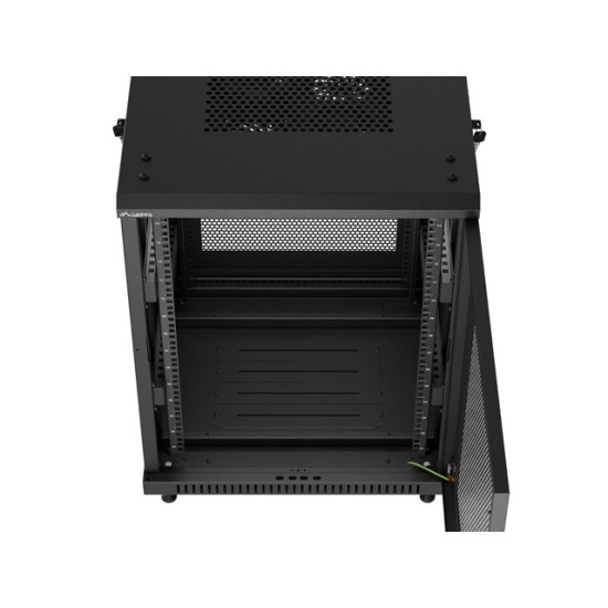 Szafa instalacyjna rack stojąca 19 cali 15U 600x600 drzwi perforowane czarna (Flat pack)