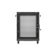 Szafa instalacyjna rack stojąca 19 cali 15U 600x600 drzwi perforowane czarna (Flat pack)