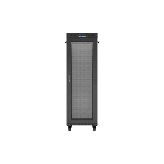 Szafa instalacyjna rack stojąca 19 cali 37U 600x600 drzwi perforowane LCD czarna (Flat pack)