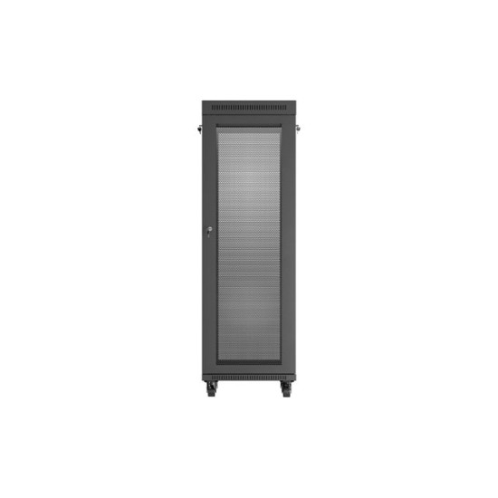 Szafa instalacyjna rack stojąca 19 cali 37U 600x600 drzwi perforowane LCD czarna (Flat pack)