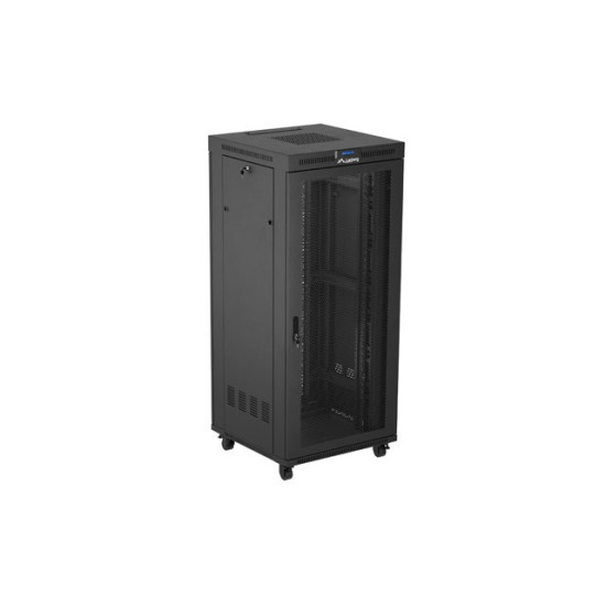 Szafa instalacyjna rack stojąca 19 cali 37U 800x800 drzwi perforowane LCD czarna (Flat pack)