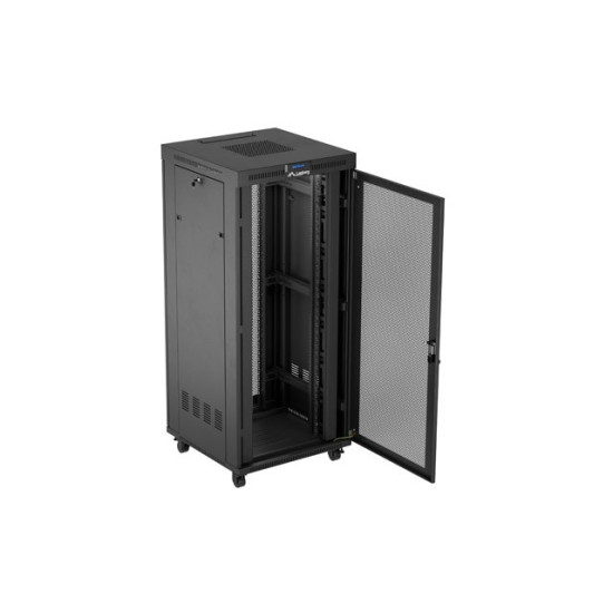 Szafa instalacyjna rack stojąca 19 cali 37U 800x800 drzwi perforowane LCD czarna (Flat pack)