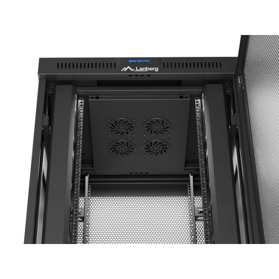 Szafa instalacyjna rack stojąca 19 cali 37U 800x800 drzwi perforowane LCD czarna (Flat pack)