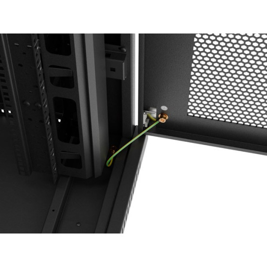 Szafa instalacyjna rack stojąca 19 cali 37U 800x800 drzwi perforowane LCD czarna (Flat pack)
