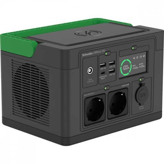 Stacja zasilania PPS330-GR Schneider OffGrid Portable Power Station 330, 332Wh   Lithium-ion, 2 Schuko, Sinewave 