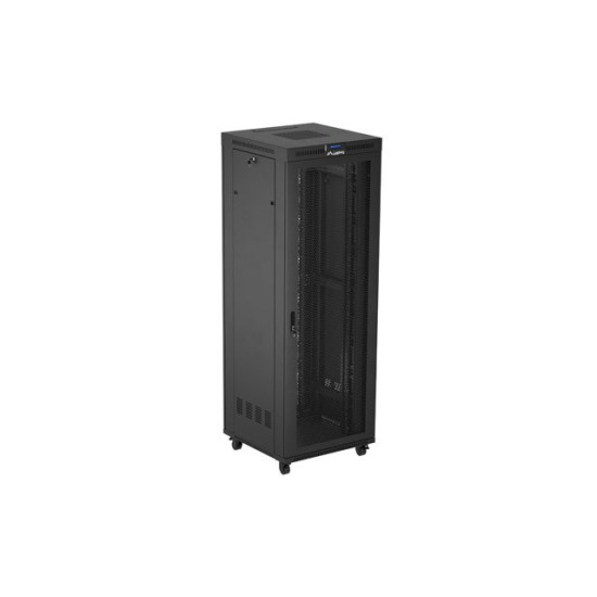 Szafa instalacyjna rack stojąca 19 cali 47U 800x800 drzwi perforowane LCD czarna (Flat pack)