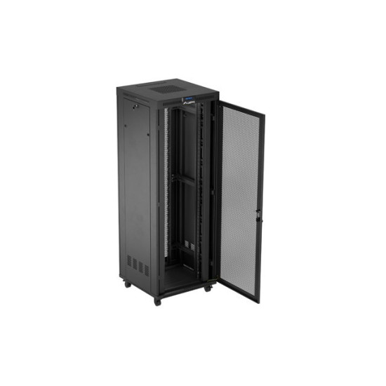 Szafa instalacyjna rack stojąca 19 cali 47U 800x800 drzwi perforowane LCD czarna (Flat pack)