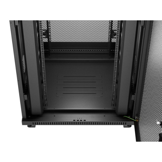 Szafa instalacyjna rack stojąca 19 cali 47U 800x800 drzwi perforowane LCD czarna (Flat pack)