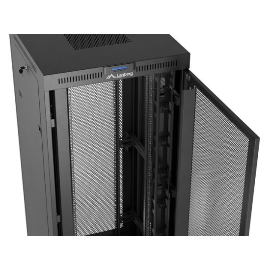 Szafa instalacyjna rack stojąca 19 cali 47U 800x800 drzwi perforowane LCD czarna (Flat pack)