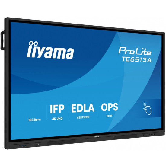 Monitor 65 cali TE6513A-B1AG INFRARED,40pkt,IPS,4K,7H,450cd/m2,      WiFi,USB, ANDROID 14, Google EDLA,2x20W, UCHWYT CIENNY 