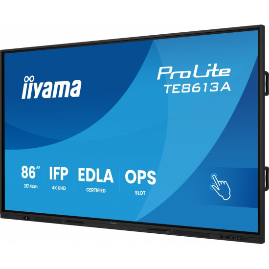 Monitor 86 cali TE8613A-B1AG INFRARED,40pkt,IPS,4K,7H,450cd/m2,      WiFi,USB, ANDROID 14, Google EDLA,2x20W, UCHWYT CIENNY 