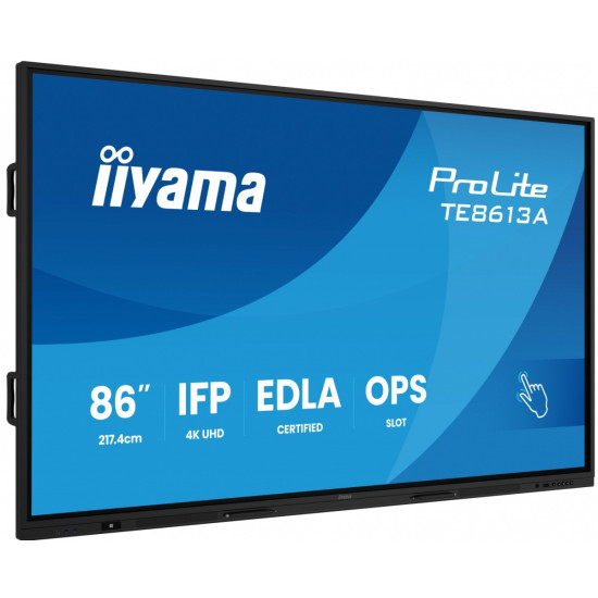 Monitor 86 cali TE8613A-B1AG INFRARED,40pkt,IPS,4K,7H,450cd/m2,      WiFi,USB, ANDROID 14, Google EDLA,2x20W, UCHWYT CIENNY 