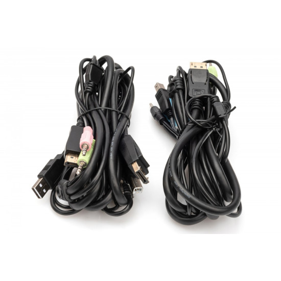 Przełącznik KVM, 2 portowy, 4K 60Hz, 2xDisplayPort IN, 1xDisplayPort OUT, 2xUSB, 2xAudio IN&OUT 