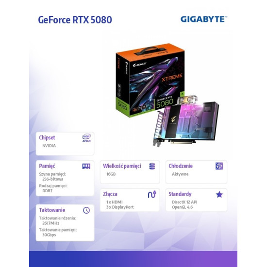 Karta graficzna GV-N5080AORUSX WB-16GD GV-N5080AORUSX WB-16GD 