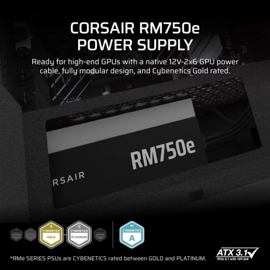 Zasilacz RM750e PCIe 5.1 80+GOLD F.MODULAR ATX3.1 