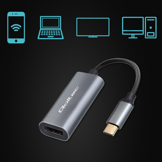 Adapter aluminiowa przejściówka USB-C na HDMI 4K | 60Hz | 32AWG 