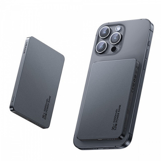 PowerBank 5000mAh 20W Indukcyjny Magsafe PD Fast Charge tytanowy 
