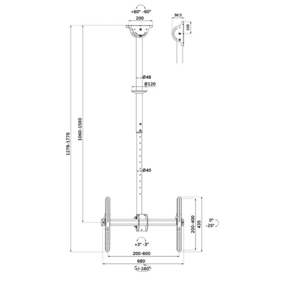 Uchwyt do monitora/TV CL35-440BL16L 37-70 cali 50kg 