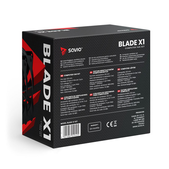 Zestaw wentylatorów BLADE 3 x 120mm 4-pin PWM