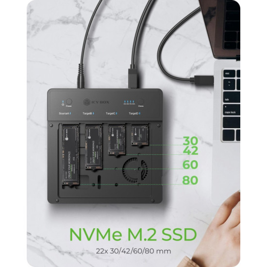 Duplicator (klonowanie 1:3) dla NVMe M.2 SSD IB-4013MCL-C4 4-Bay USB4