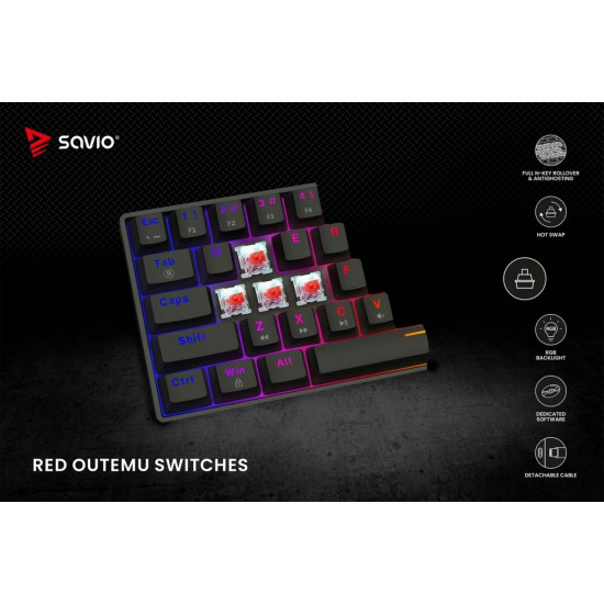 Klawiatura mechaniczna BLACKOUT X2  OUTEMU Red, Hot Swap