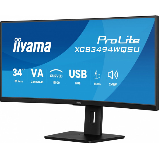 Monitor 34 cali XCB3494WQSU-B1 VA,UWQHD,1500R,2xHDMI,DP,2xUSB,2xUSB-C 