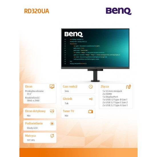 Monitor 31.5 cala RD320UA 4K LED 5ms/60Hz/IPS