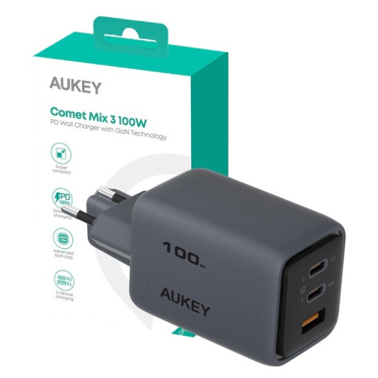 Ładowarka sieciowa PA-C5 3xUSB (2xUSB-C i 1xUSB-A) 100W 5A QC5.0 PD3.0 AFC PPS FCP SCP