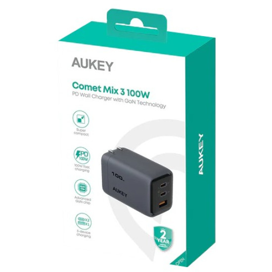 Ładowarka sieciowa PA-C5 3xUSB (2xUSB-C i 1xUSB-A) 100W 5A QC5.0 PD3.0 AFC PPS FCP SCP