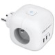 Kostka zasilająca przedłużacz 6w1 z podświetlanym włącznikiem | 3x AC | 2x USB | 1x USB-C PD 20W | biała