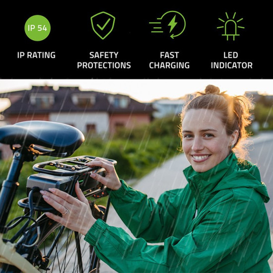 Ładowarka do roweru skutera elektrycznego 36V | 42V | 2A | 5.5*2.5 + wodoodporna + kabel zasilający 