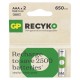 Akumulatorki R03/AAA Ni-MH 650mAh blister 2szt. GP RECYKO Akumulatorki R03/AAA Ni-MH 650mAh blister 2szt. GP RECYKO