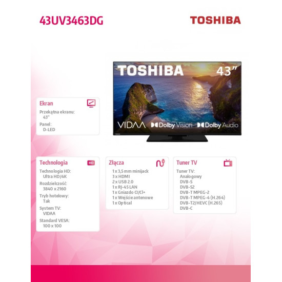 Telewizor LED 43 cale 43UV3463DG