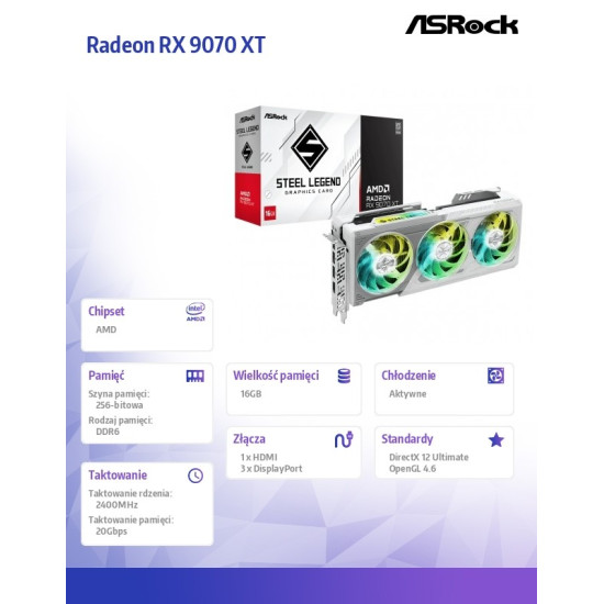 Karta graficzna Radeon RX 9070 XT Steel Legend 16GB