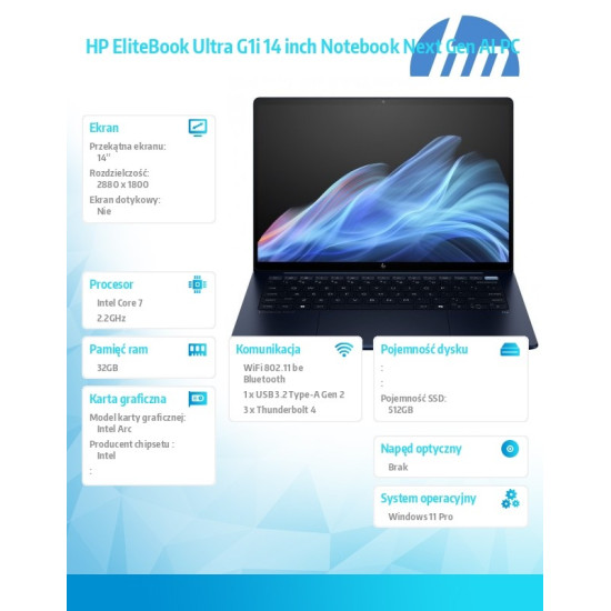 Notebook EliteBook Ultra G1i  U7 258V/512GB/32GB/W11P/14.0   B9ZX2ET