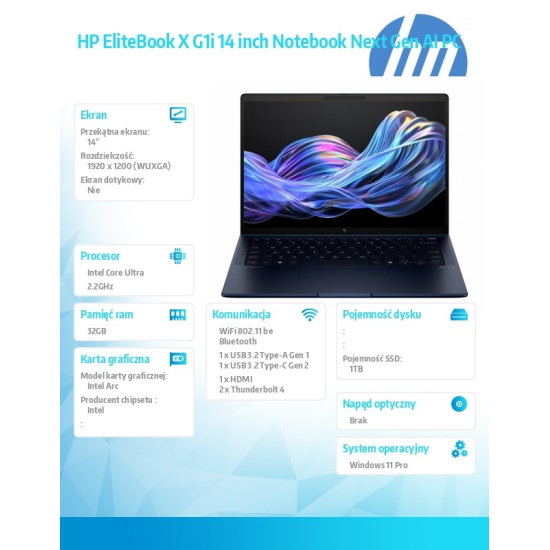 Notebook EliteBook X G1i U7 258V 1TB/32GB/W11P/14 B9ZY5ET